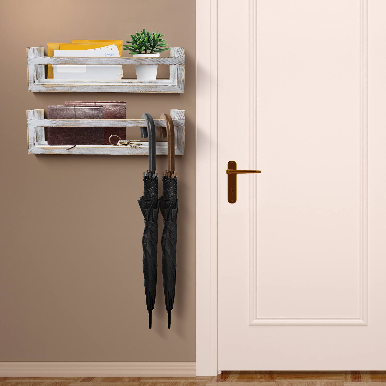 Alt View 1. Sorbus - Sorbus Floating Shelves - Rustic Floating Book Shelves Wall Mount Wooden Hanging Ledge Storage - Gray.