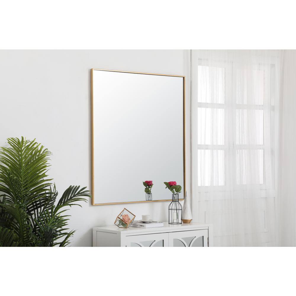 Alt View 7. Elegant Decor - Metal frame rectangle mirror 36 inch in Brass - Brass.