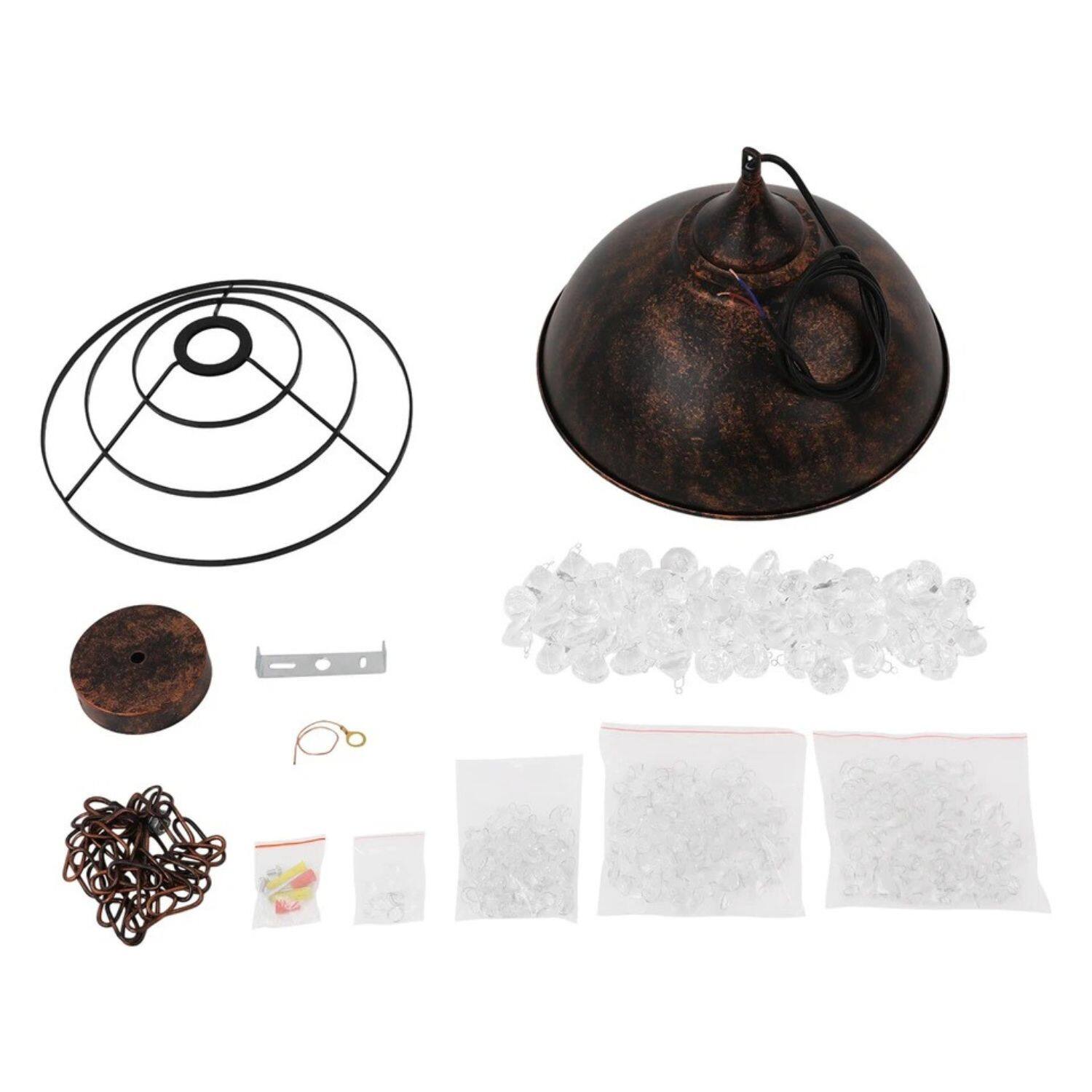 Back. Stock Preferred - Crystal Rustic Industrial Pendant Light - Rust.