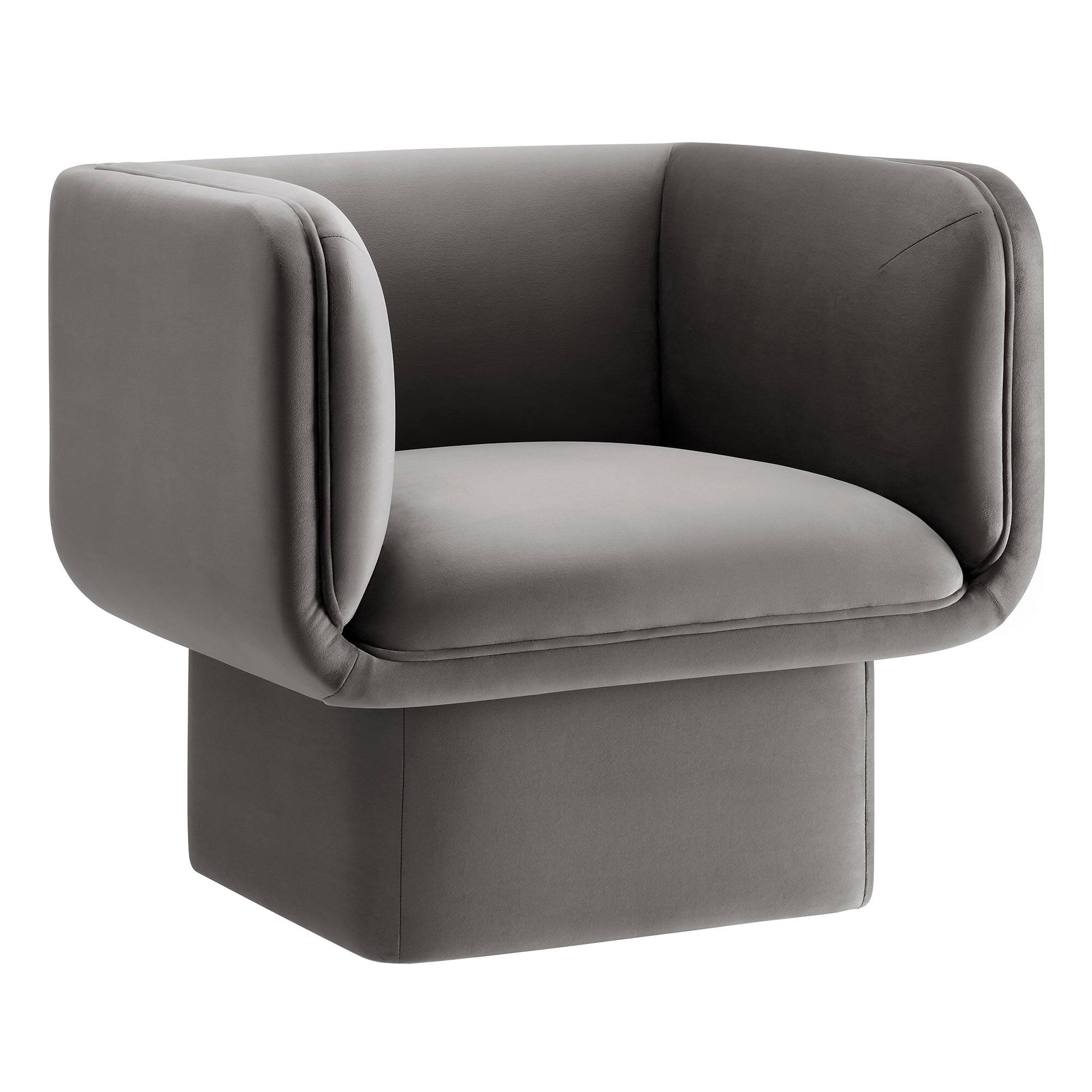 Angle. Modway - Tate Performance Velvet Accent Chair by Modway - Storm Gray.