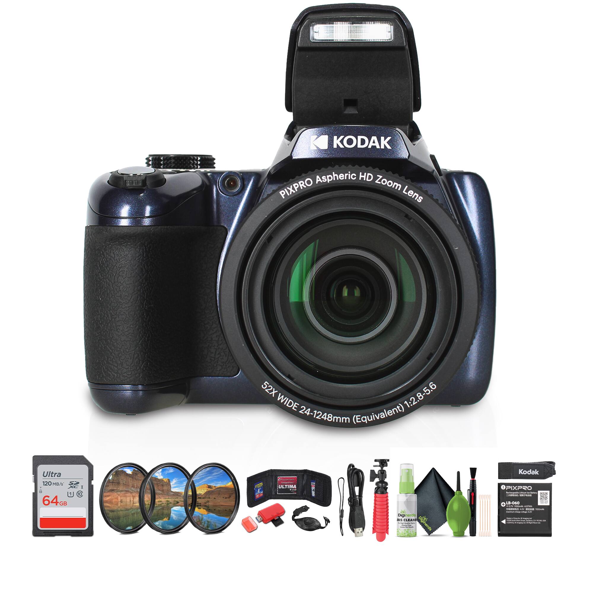 Kodak - Pixpro AZ528 Digital Camera in Blue (AZ528MB) Bundle with Accessories