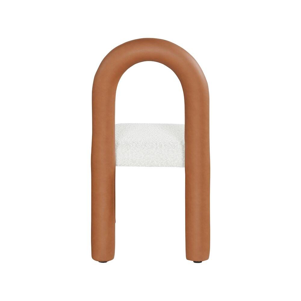 Alt View 4. Meridian Furniture - Amari Cognac Vegan Leather and Boucle Fabric Dining Chair, Set of 2 - Brown.