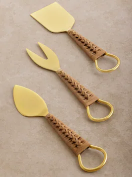 GAURI KOHLI - Helsinki Cheese Knives - Pine brown, matte gold