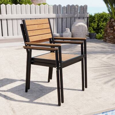 Alt View 5. Crestlive Products - Crestlive Products Set of 2 Stackable Brown Aluminum Frame Stationary Dining Chair Brown Mesh Seat - Brown-2PC.