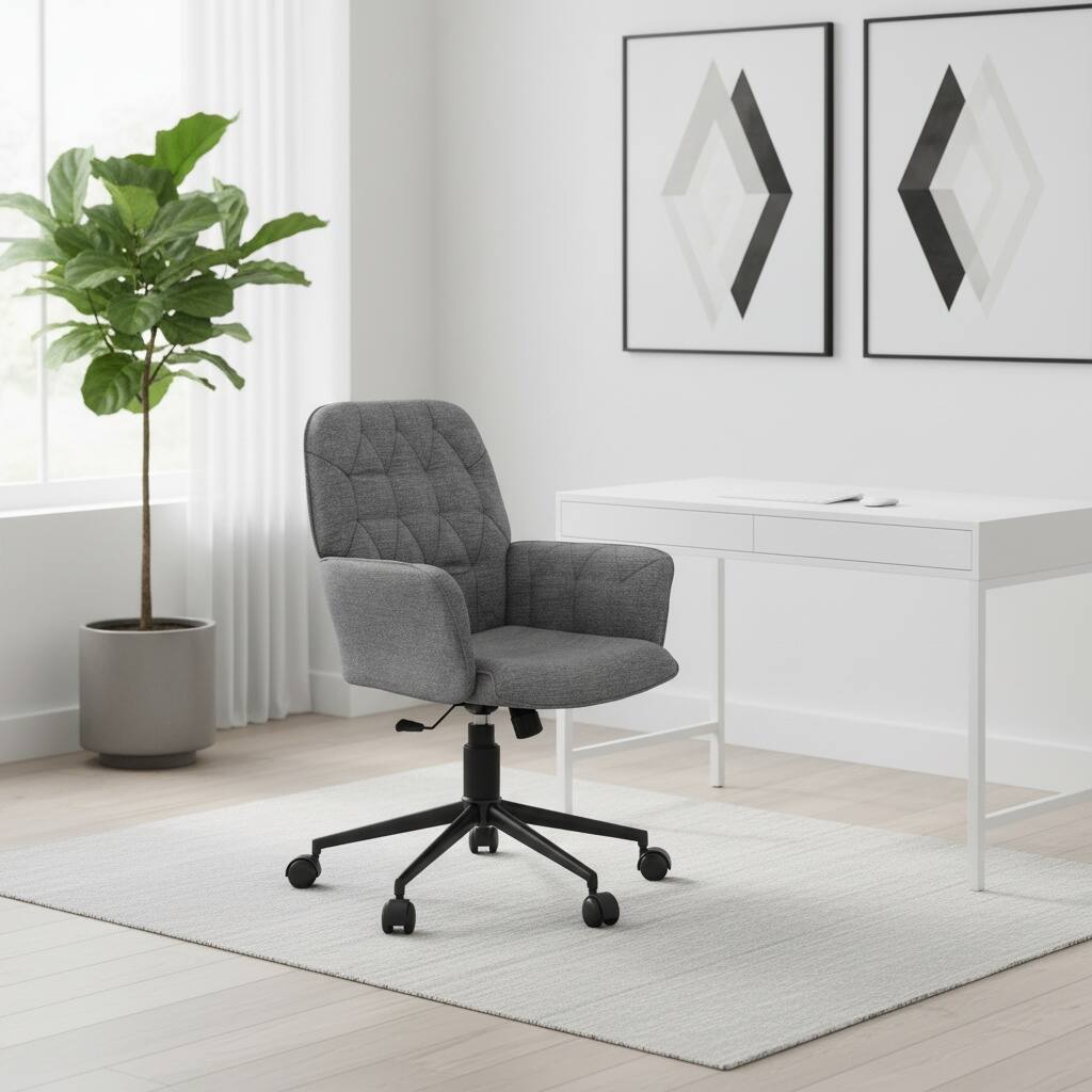 Alt View 5. Forest'nSky - Techni Mobili Tufted Upholstered Office Chair with Arms, Grey, Modern Design - Gray.