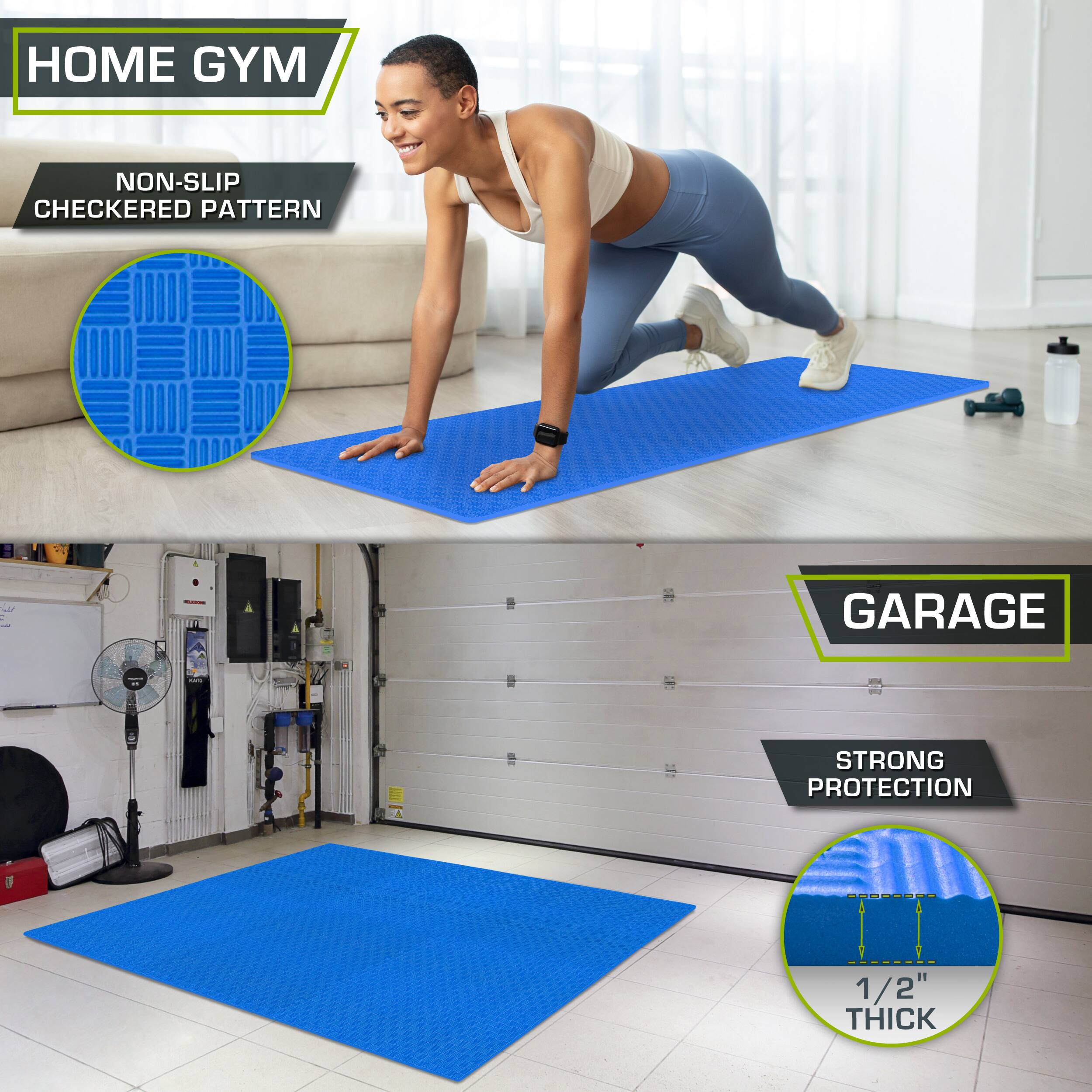 HOME GYM NON-SLIP CHECKERED PATTERN - GARAGE STRONG PROTECTION 1/2" THICK