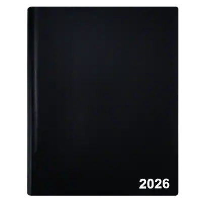 Front. Staples - 2026 Staples 8" x 11" Four-Person Daily Appointment Book, Black - Black.