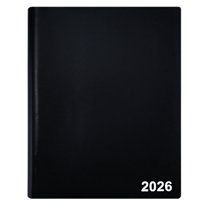 Front. Staples - 2026 Staples 8" x 11" Four-Person Daily Appointment Book, Black - Black.