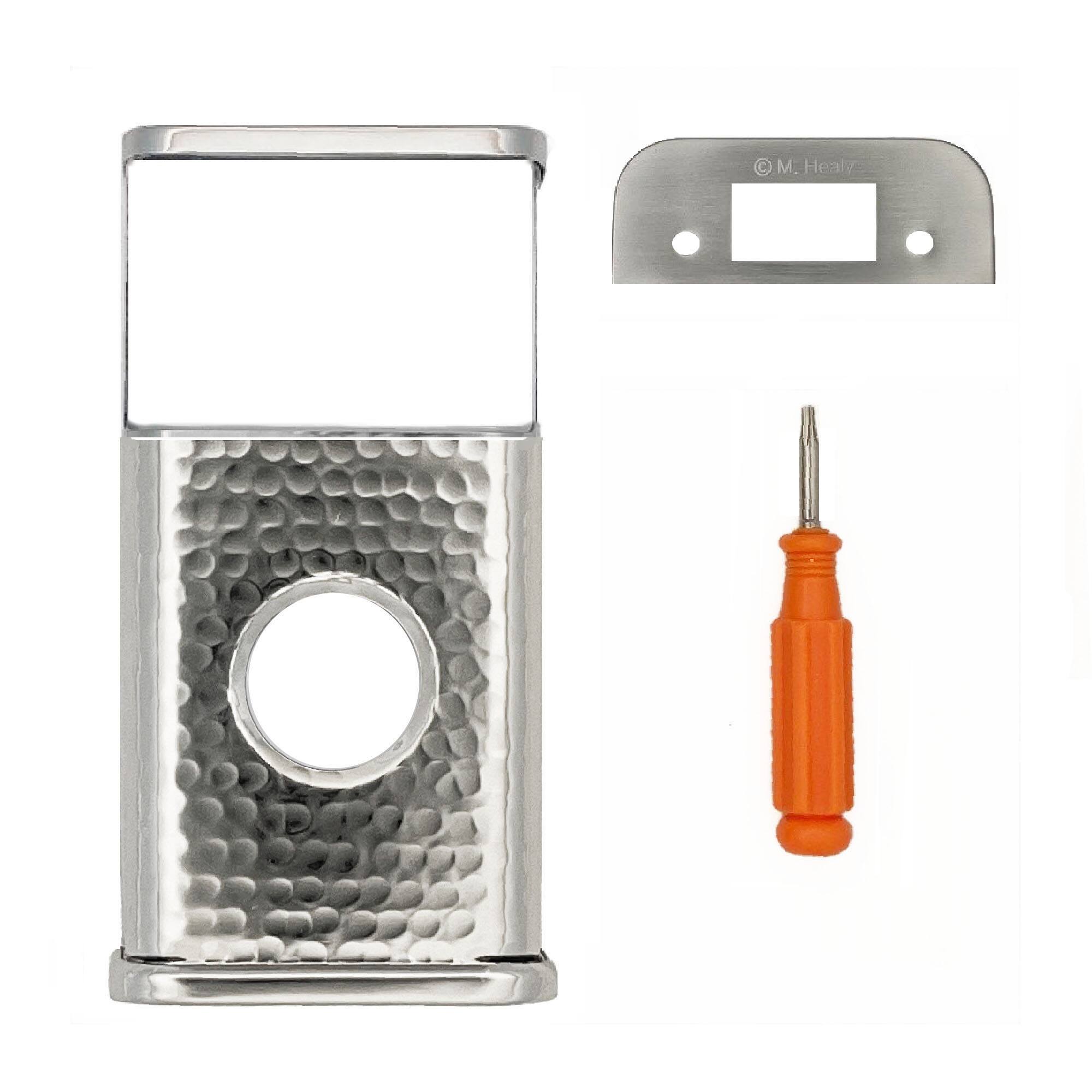 Back. Michael Healy - Hammered Video Doorbell Cover (Ring 2nd Gen) - Polished Nickel Silver.