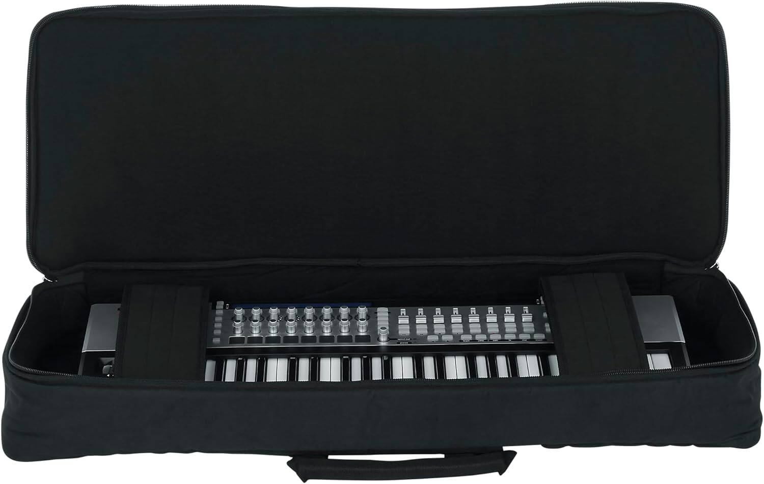 Back. Gator - Padded 49-Key Keyboard Gig Bag, Heavy-Duty Nylon Exterior, 20mm Protective Padding & Adjustable Secure Straps - Black.