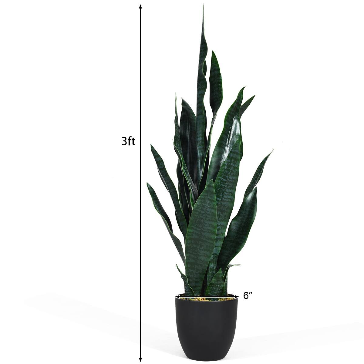 Alt View 2. Costway - Costway Artificial Snake Plant 35.5"Fake Sansevieria Indoor-Patio Decor Green - Green.
