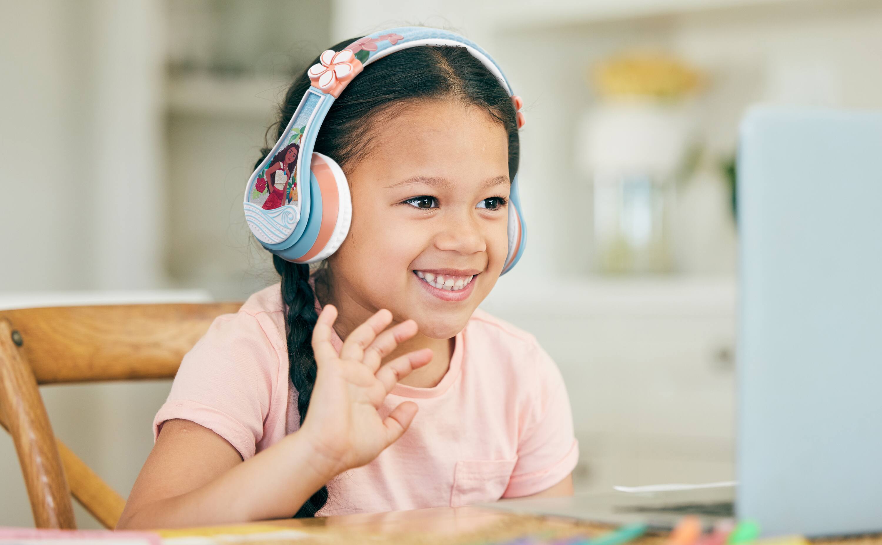 Left. eKids - eKids Moana 2 Bluetooth Headphones for Kids, Wireless Headphones for School, Home, or Travel - Multicolor.