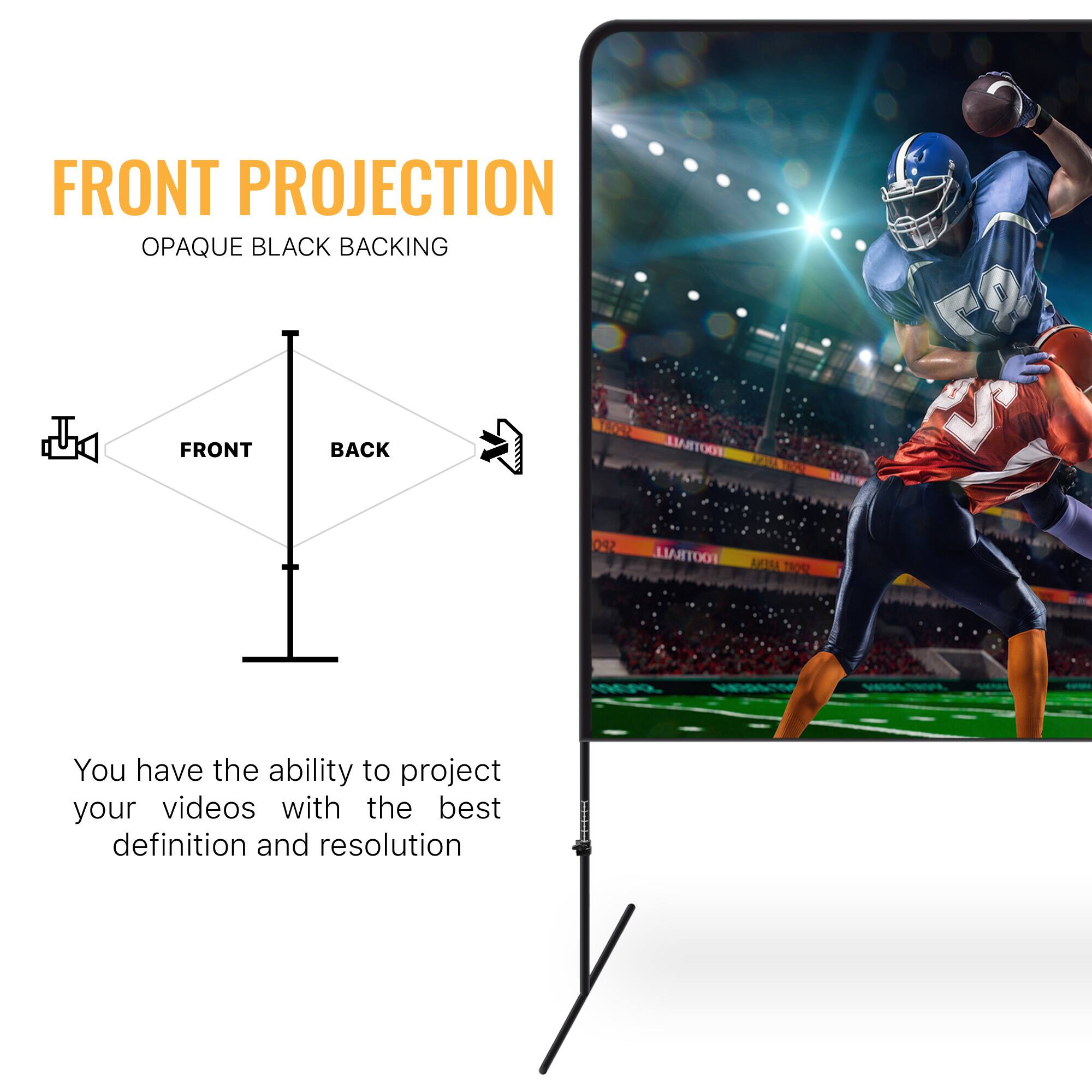 FRONT PROJECTION OPAQUE BLACK BACKING

You have the ability to project your videos with the best definition and resolution