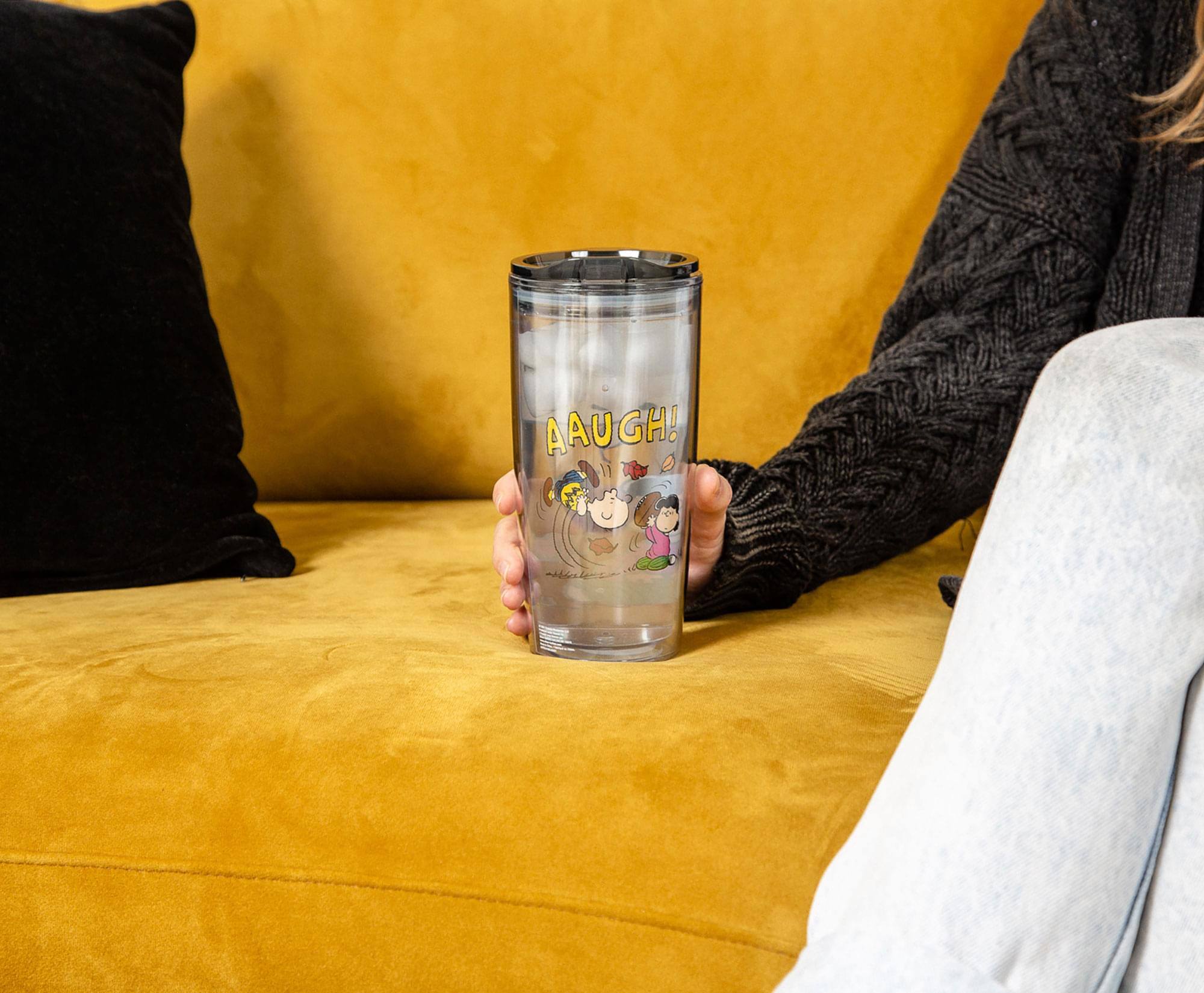 Alt View 3. Silver Buffalo - Peanuts Charlie Brown Travel Tumbler with Slide Close Lid | Holds 20 Ounces - White.