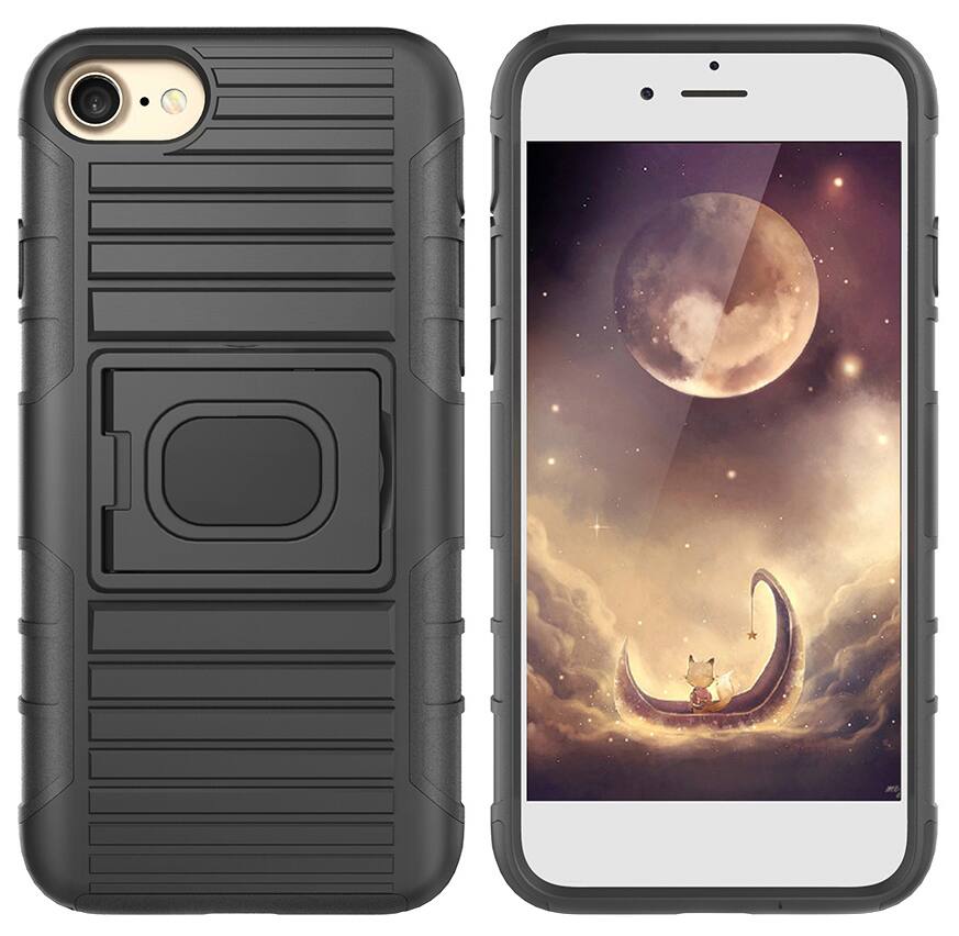 Alt View 8. Nakedcellphone - Combo for iPhone SE (2022, 2020), iPhone 8 - Ring Grip/Stand Case and Belt Clip Holster - Black.