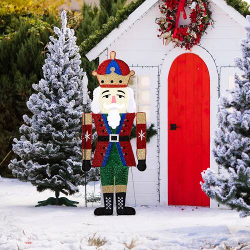 Alt View 1. Winado - 5.5FT Christmas Nutcracker Soldier Pre-lit 2D Waterproof with LED Lights for Indoor Outdoor Party Holiday Decorations - Multicolor.