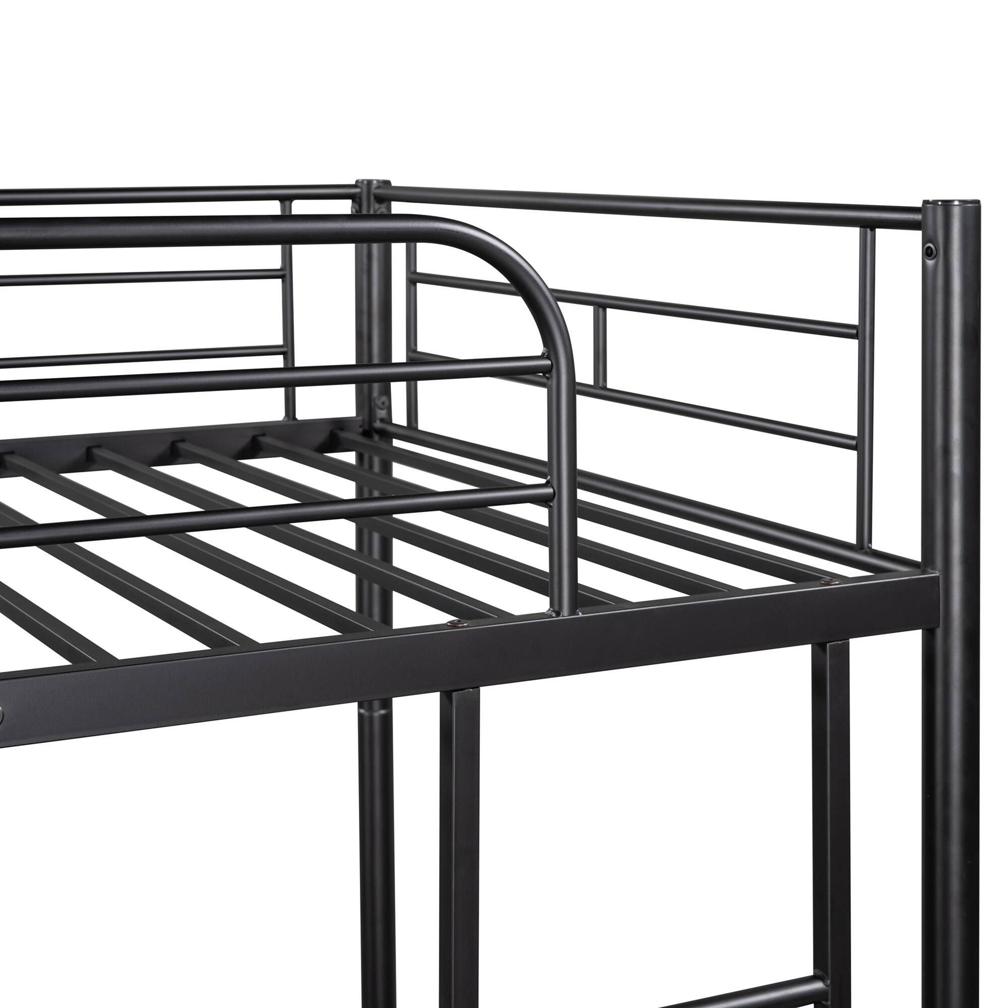 Alt View 1. Spaco - Spaco Twin Over Twin Convertible Metal Bunk Bed, Heavy Duty Steel with Wear-Resistant Finish, for Bedroom, Kids Room - Black.