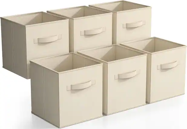 Front. Sorbus - Sorbus Foldable Storage Cubes - 6 Fabric Baskets for Organizing Pantry, Closet, Shelf, Nursery, Playroom, Toy Box, Cubby - Beige.
