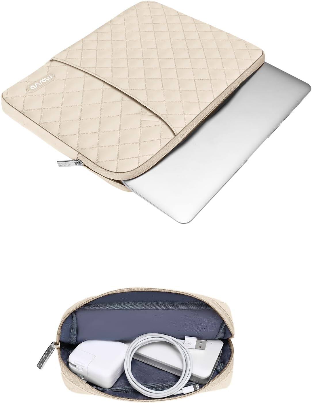 Back. mosiso - Laptop Case Protective Sleeve 13-13.3 inch for MacBook Air Pro 13 14, HP Dell Acer ASUS Lenovo Universal Computer Bag - Sand.