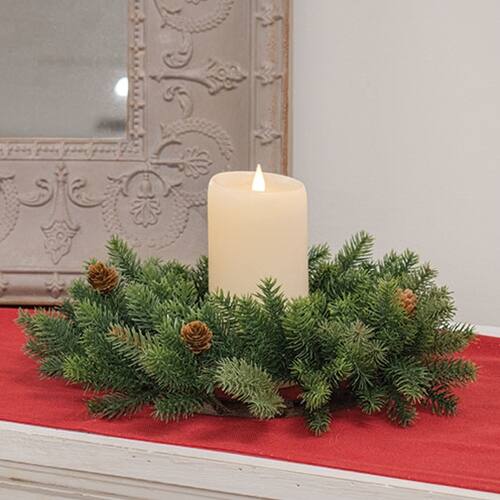 Angle. BreeBe - Norfolk Island Pine Candle Ring 6" - Green.