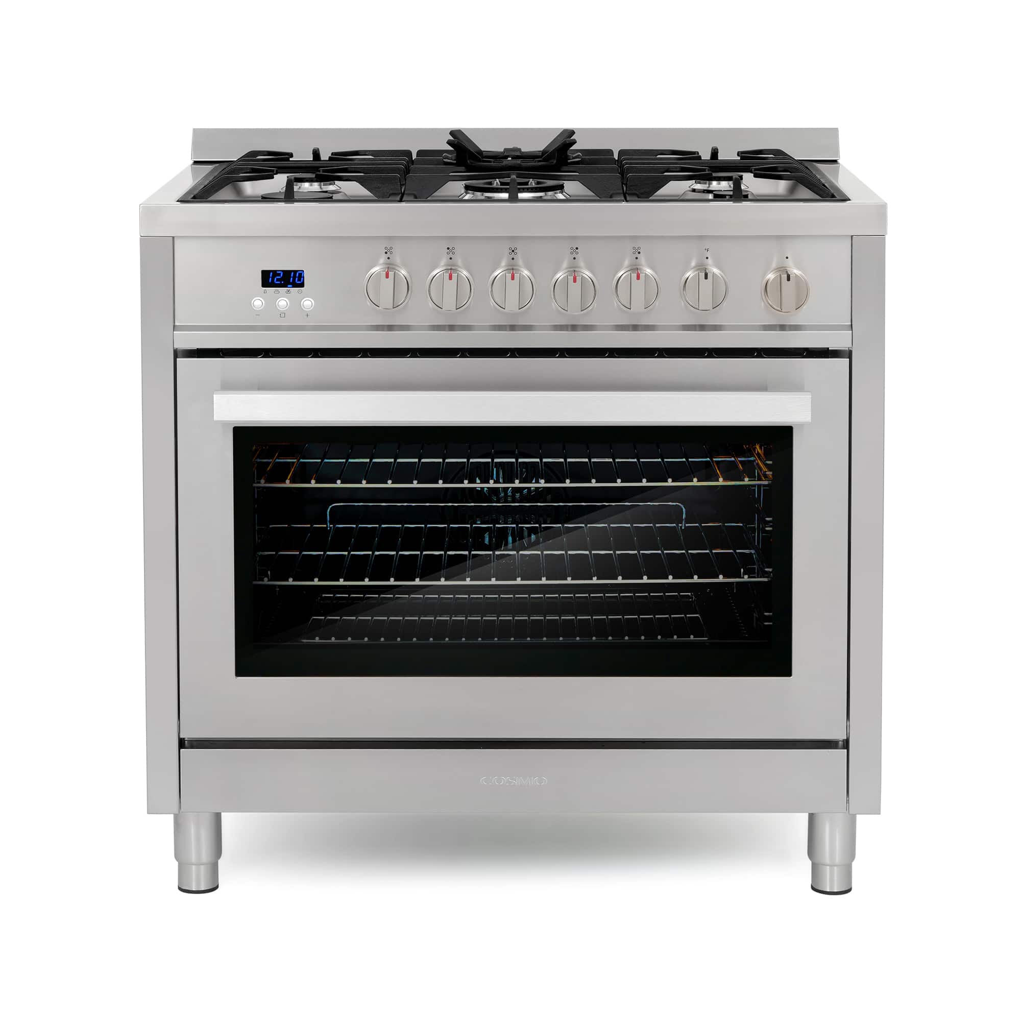 COSMO - COS-965AGFC 36 in. Nebula Collection 3.8 cu. ft. Gas Range, 5 Burners, Rapid Convection Oven, Cast Iron Grates - Stainless Steel