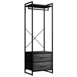 Sorbus - Clothing Rack with 2 Drawers -Wood Top, Steel Frame, and Fabric Drawers Storage Organizer - Rustic black