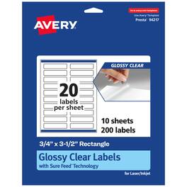 Avery - Glossy Rectangle Labels, .75" x 3.5", 200 Labels - Clear
