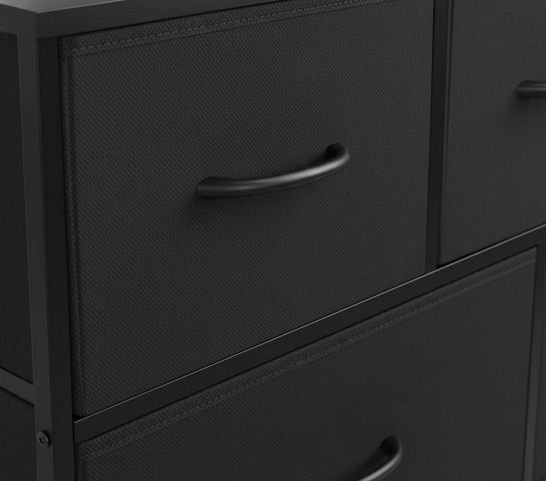 Left. AOITUN - 5 Drawer Fabric Dressers for Bedroom, Chest of Drawer Organizer Storage Cabinet for Closet, Entryway, Black - Black.