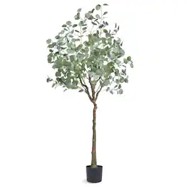 VEVOR - Artificial Eucalyptus Tree, 6 FT Tall Faux Plant, Secure PE Material & Anti-Tip Tilt Protection Low-Maintenance Plant - Green