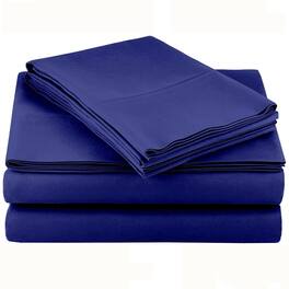 Kitcheniva - 4 Piece Bed Sheet Set Microfiber Comfort Ultra Soft Deep Pocket Sheets California King - Dark Blue