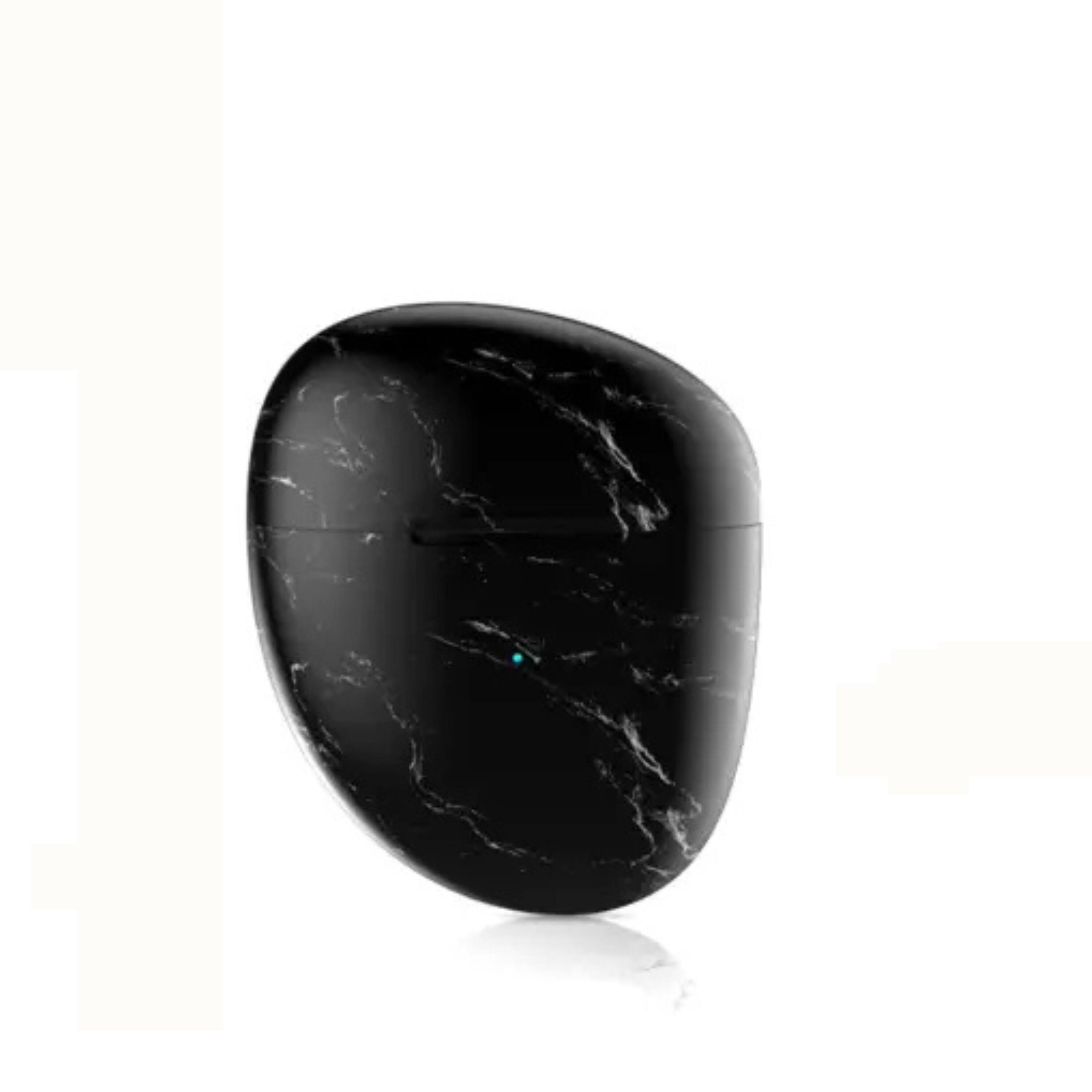 Left. Kitcheniva - Marble Pebble Twin Bluetooth Headphones For Music Calls And Everyday Wireless Use Black - Black.