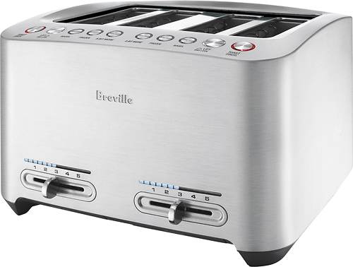 Angle View: Breville - Smart Toaster 4-Slice Wide-Slot Toaster - Steel