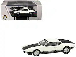 1972 De Tomaso Pantera 1/64 Diecast Model Car by Paragon Models - White and Black