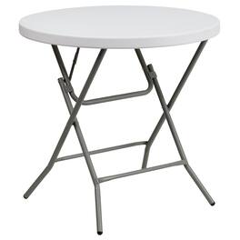 Emma + Oliver - 2.63-Foot Round Plastic Folding Table - Granite White