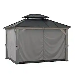 SUNJOY - Outdoor Gazebo Privacy Curtains for 10 ft. × 12 ft. Wooden Gazebo - Gray