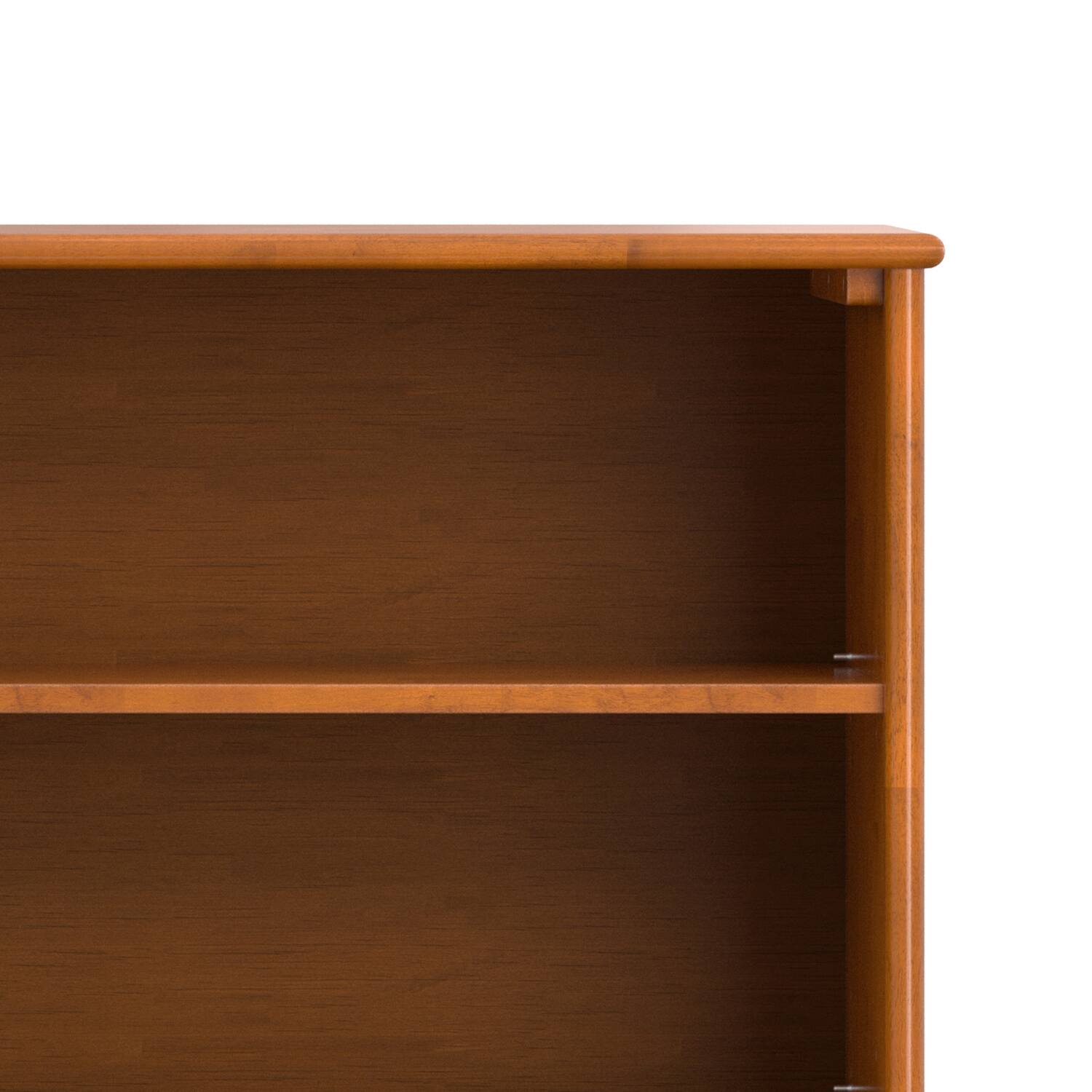 Alt View 4. Simpli Home - Simpli Home Draper 64 inch Wide Solid Wood Mid Century 6 Shelf Bookcase in Teak Brown - Teak Brown.