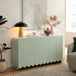 Dahlia Fluted and Scalloped Sideboard Storage Cabinet by Modway - Sage