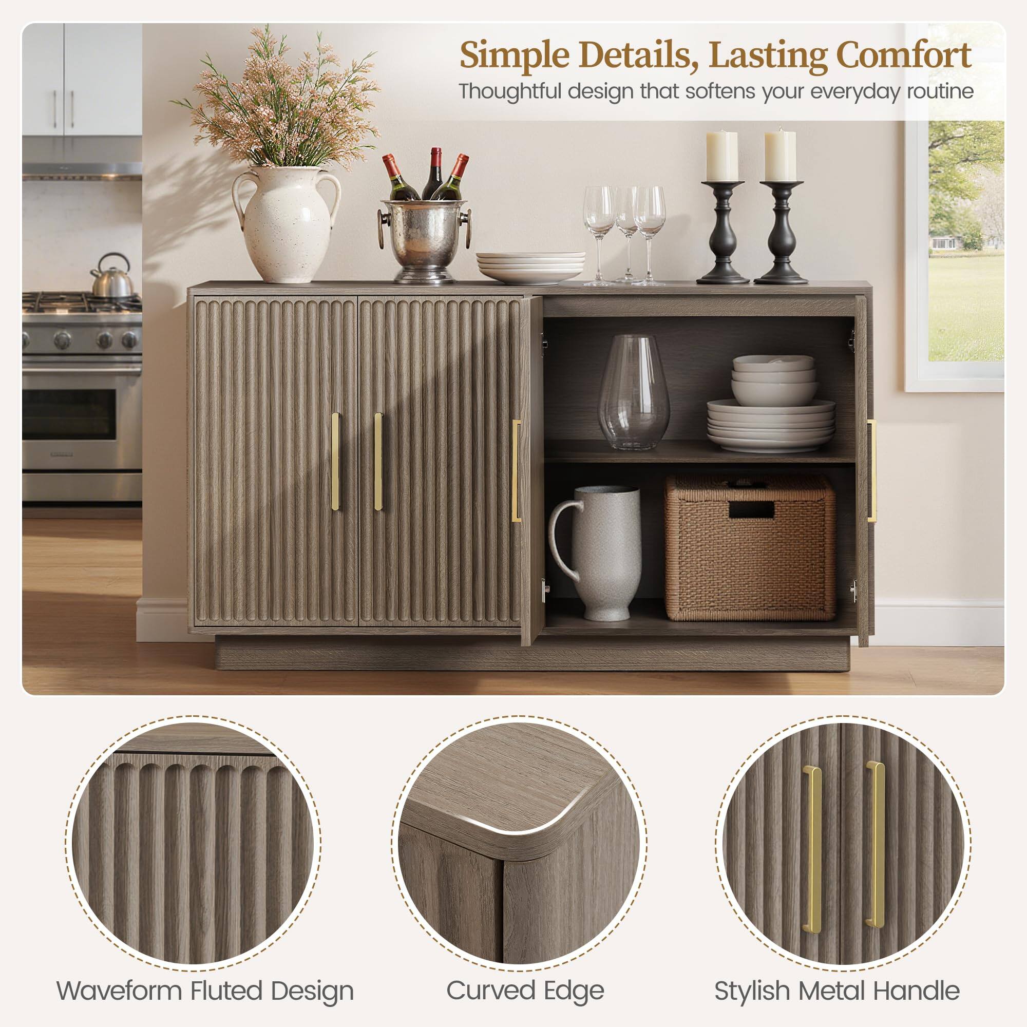 Simple Details, Lasting Comfort  
Thoughtful design that softens your everyday routine  

Waveform Fluted Design  
Curved Edge  
Stylish Metal Handle