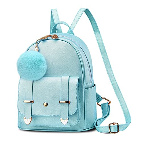 Stamp n Camp - Cute Mini Backpack Purse Fashion School Bags Pu Leather Casual For Teens Women - Blue