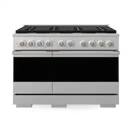 ZLINE - 48 in. 6.7 cu. ft. Marino Freestanding Double Oven Gas Range with 8 Burner Cooktop and Convection Oven - Satin Stainless Steel