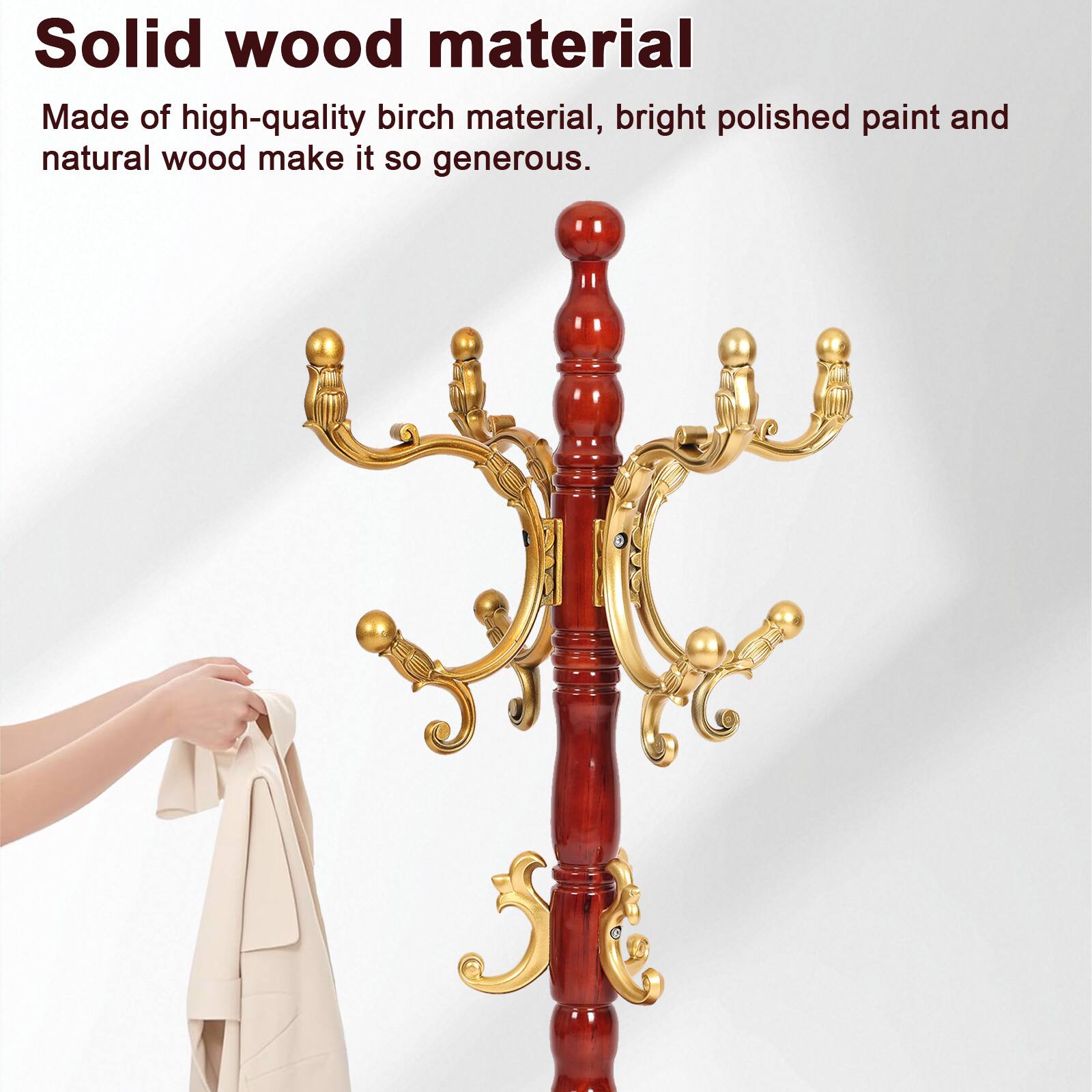 Solid wood material

Made of high-quality birch material, bright polished paint and natural wood make it so generous.