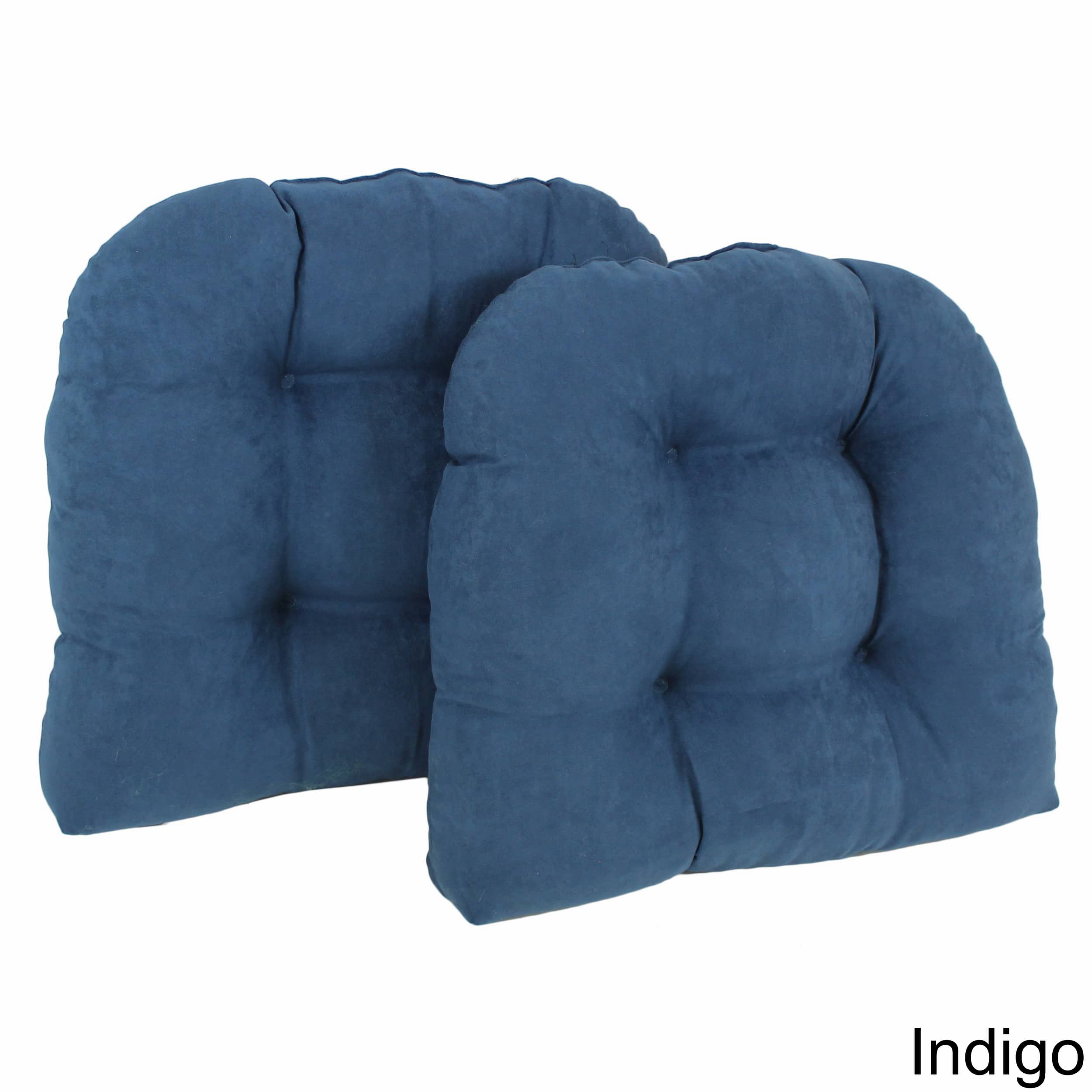 Blazing Needles - 19-inch U-Shaped Micro Suede Tufted Dining Chair Cushion (Set of 2) - Indigo price history on PriceWatchPro