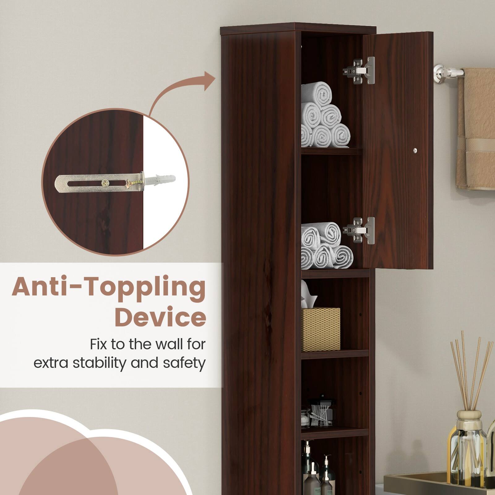 Anti-Topping Device  
Fix to the wall for extra stability and safety