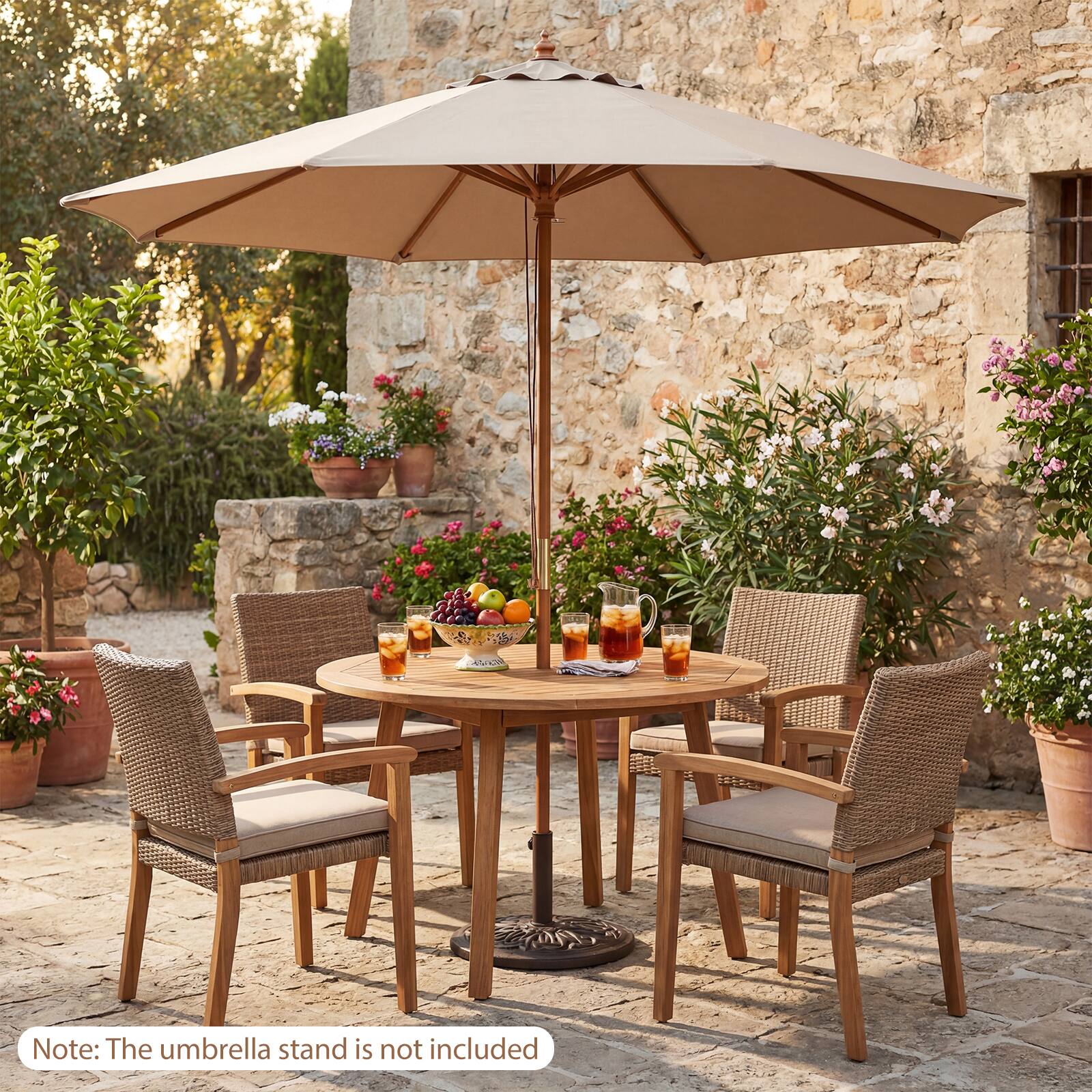 Note: The umbrella stand is not included