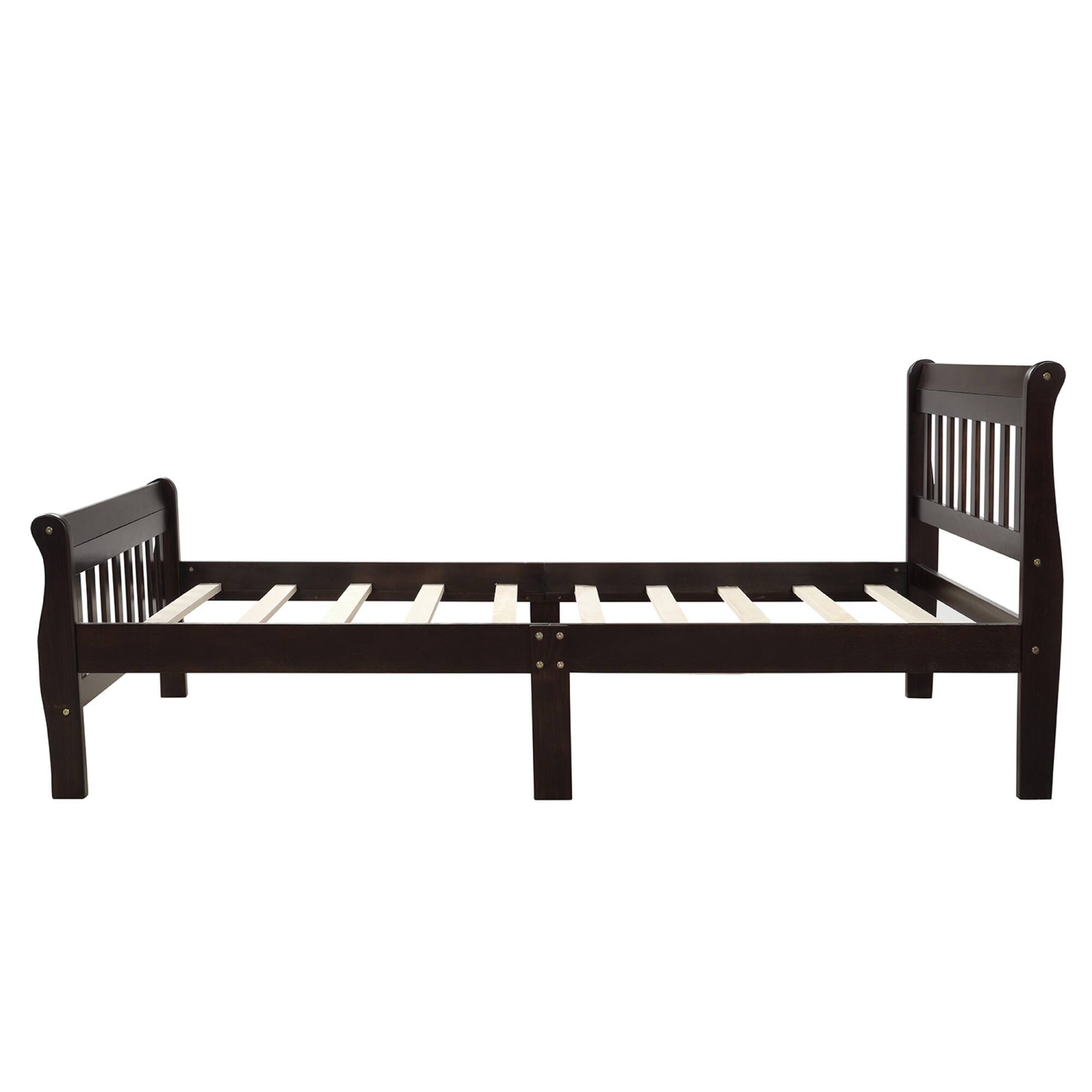 Alt View 4. GOODSILO - Modern Solid Wood Twin Platform Bed Frame with Integrated Headboard and Footboard for Minimalist Bedroom Decor - Espresso.