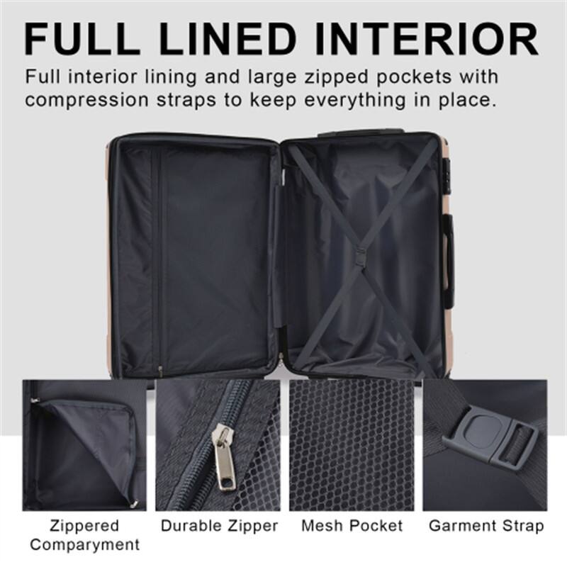 FULL LINED INTERIOR  
Full interior lining and large zipped pockets with compression straps to keep everything in place.  

Zippered Compartment  
Durable Zipper  
Mesh Pocket  
Garment Strap