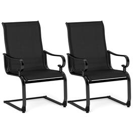 Costway - Set of 2 Patio Chairs C-Spring Motion Chairs with Quick-drying & Breathable Fabric - Black