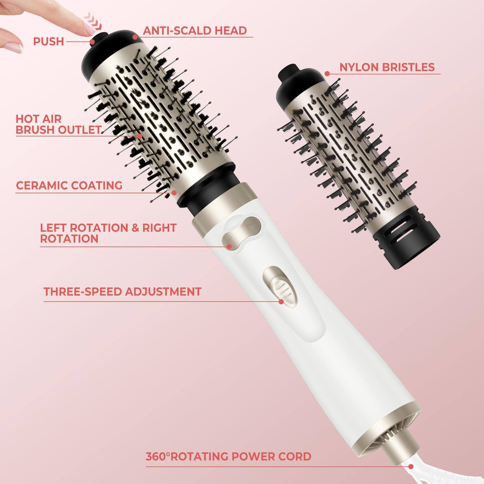 The Best Inks Hair Dryer Brush 3 in 1 Rotating Round Hot Air Spin Set ...