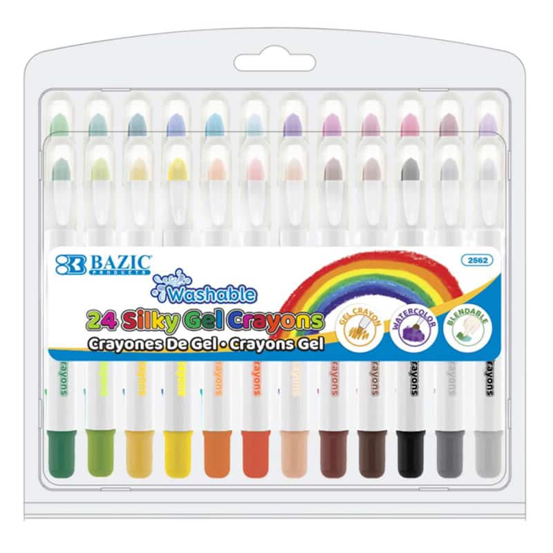 BAZIC Products - Washable Silky Gel Crayons, 24 Colors