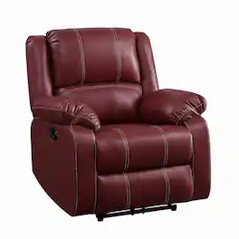 Manhattan Lane - Zuru Motion Manual Rocker Recliner Chair, Plush Faux Leather - Red